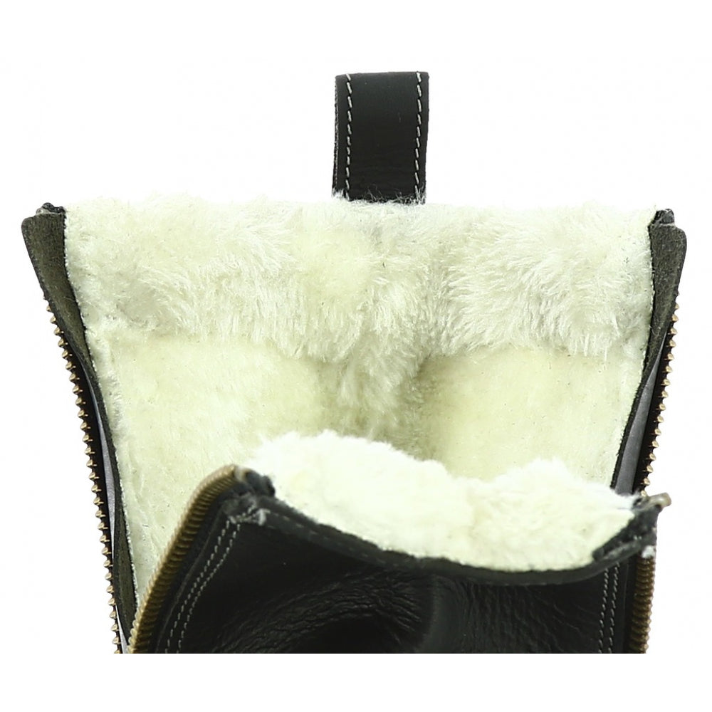 Norton Zipper Winter Boots Buffalo Leather Synthetic Sheepskin Double YKK