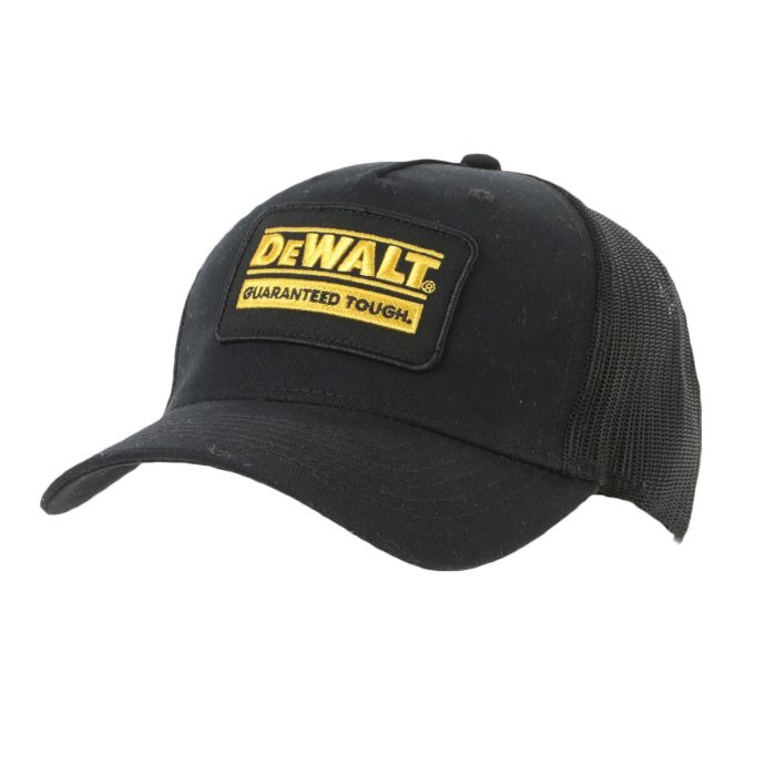 DeWalt Oakdale Baseball Cap Adjustable Mesh Back Curved Visor Black Yellow Logo