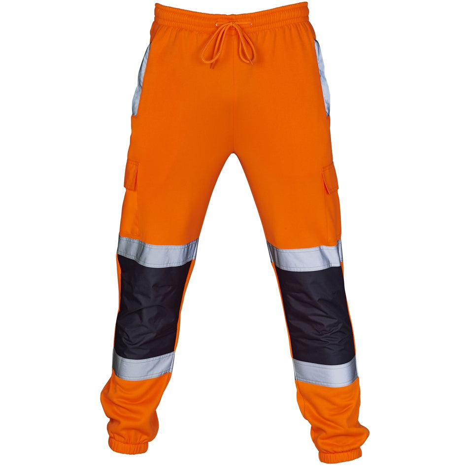 Supertouch Hi Vis Orange Jogging Bottoms Slim Fit Reflective Pockets Workwear