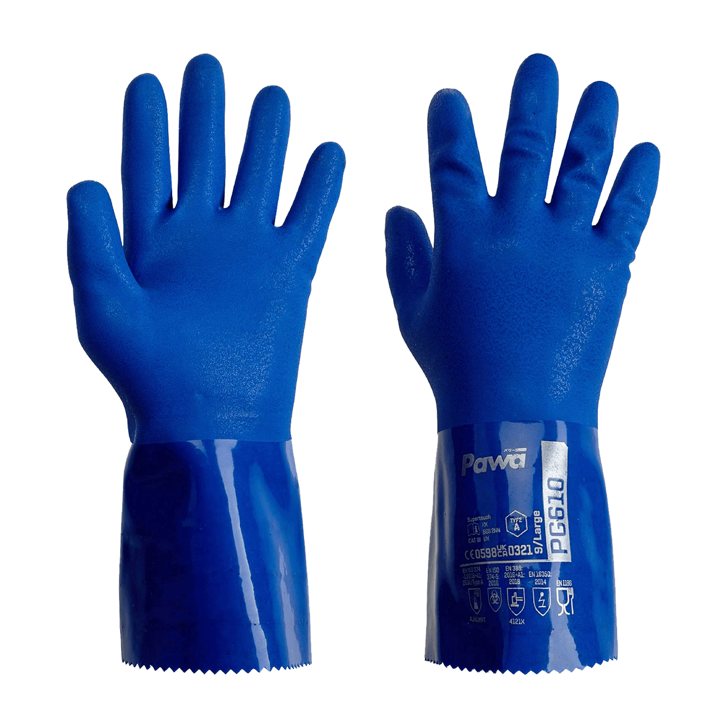 Pawa PG610 Type A Chemical Resistant Gloves with PVC Coating and Grip