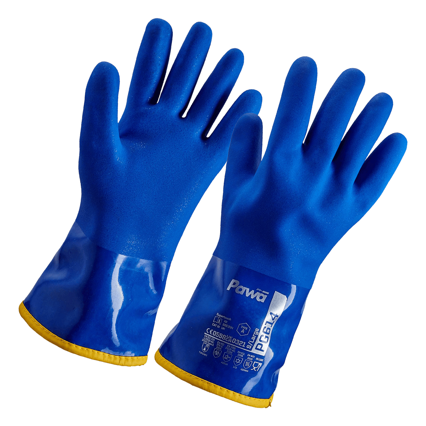 Pawa PG614 Type A Chemical-Resistant Thermal Gloves with PVC Coating and Grip