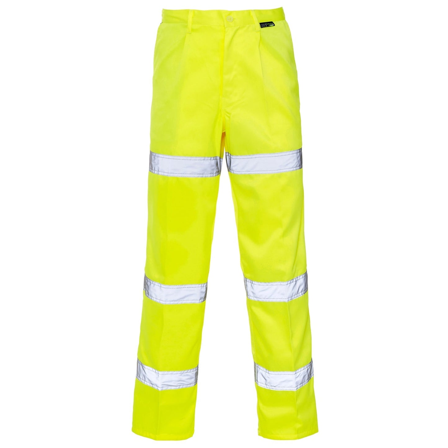 Supertouch Hi Vis Yellow 3 Band Polycotton Trousers Long Construction Workwear