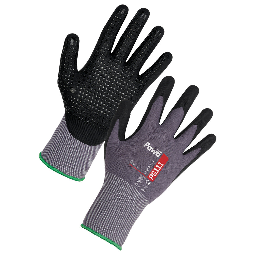 Pawa PG111 Breathable Gloves with Dot Palm Coating for Oily Environments
