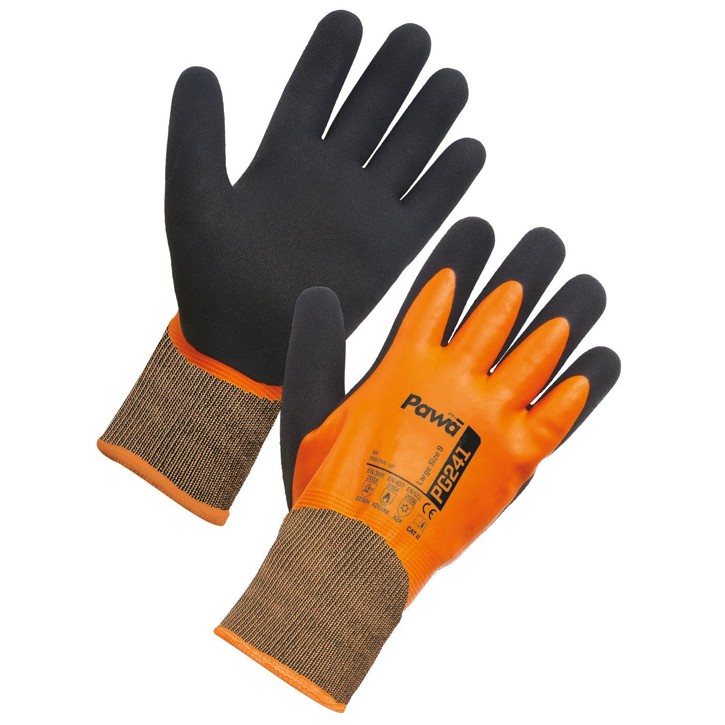 Pawa PG241 Thermal Gloves Water Resistant Dual Dipped Grip Seamless Liner