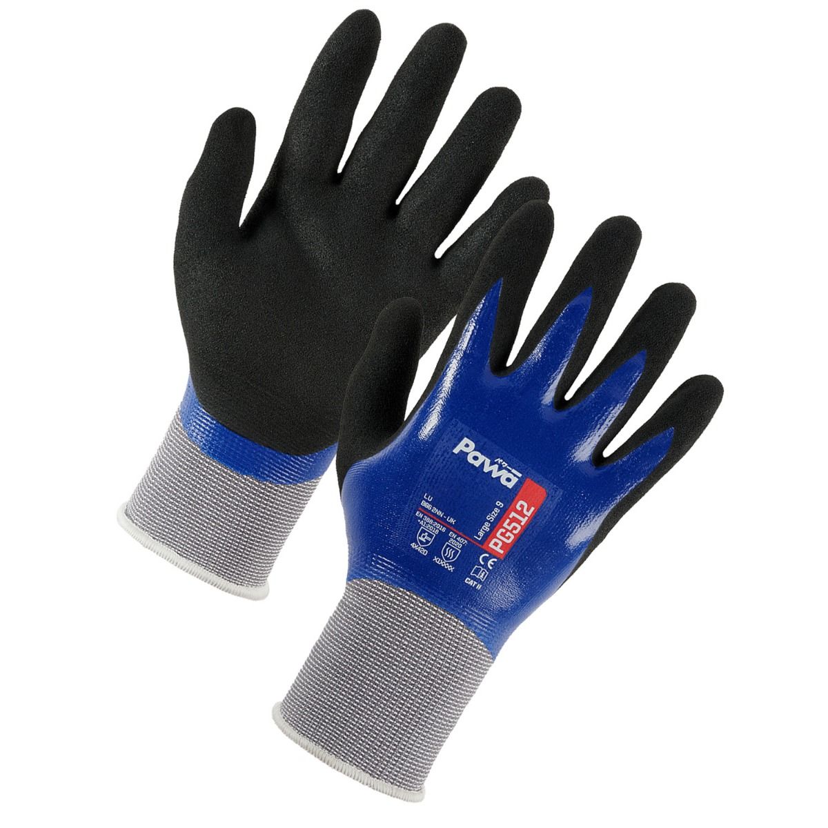 Pawa PG512 Oil Resistant Anti-Cut Gloves Level D Cut Protection 12 Pairs
