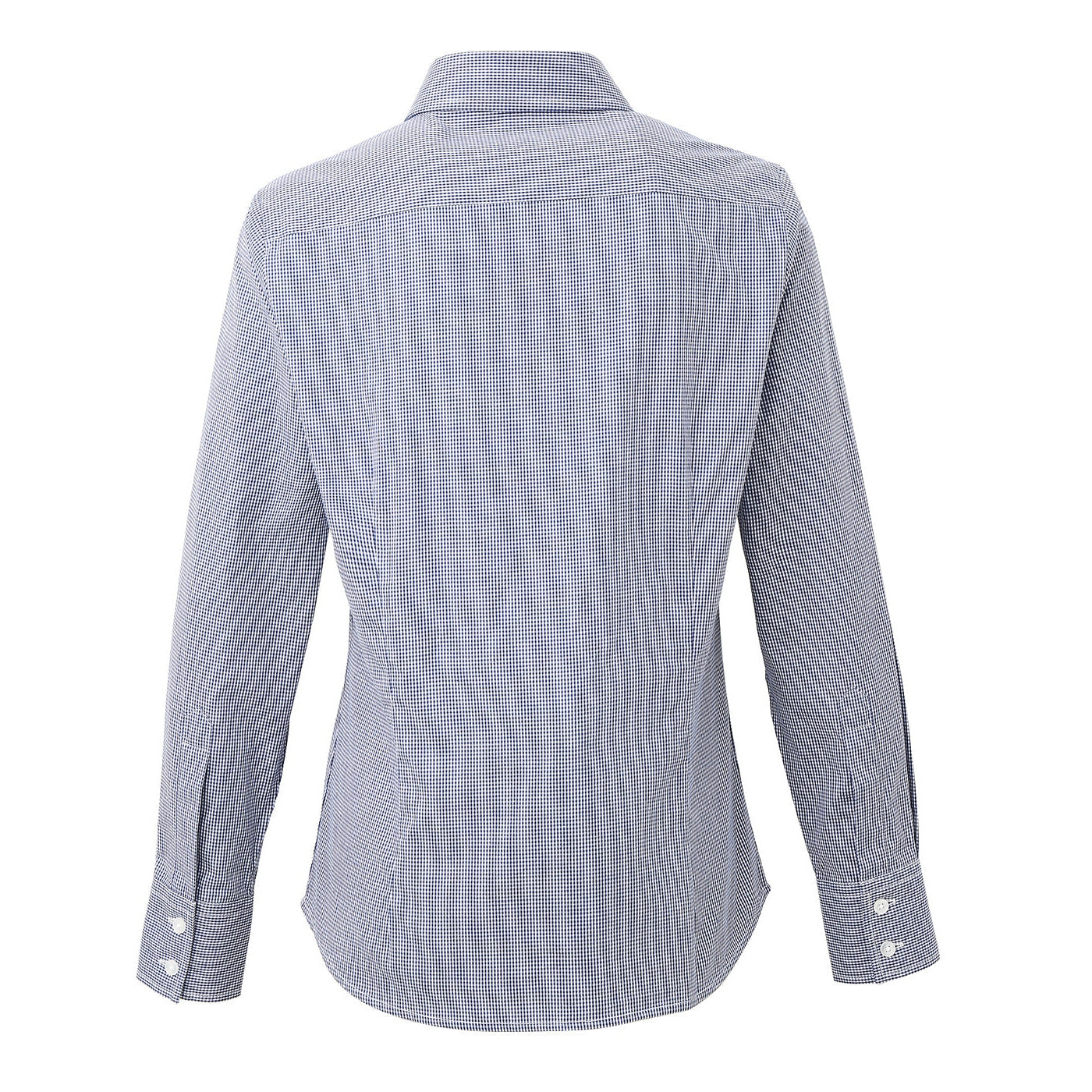 Premier Women's Long Sleeve Gingham Cotton Shirt Soft Collar Fitted Blouse