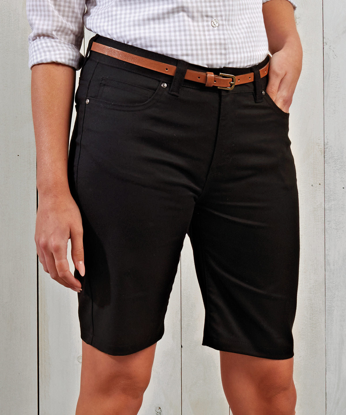 Premier Women's Chino Shorts Stretch Fabric Belt Loops Pockets Casual Wear