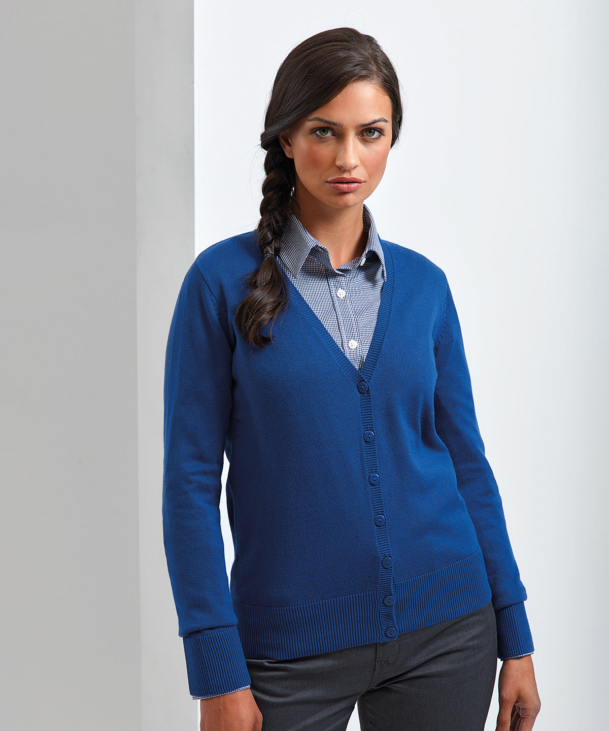 Premier Women's V-Neck Button-Through Knitted Cardigan Long Sleeve Soft Yarn