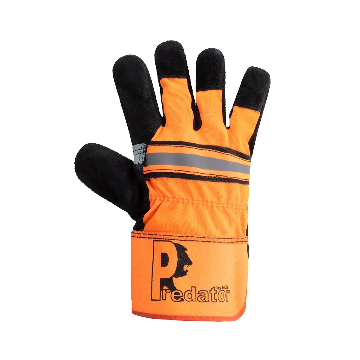 Predator Hi-Vis Rigger Gloves Heavy-Duty Leather Double Palm Rubber Cuff