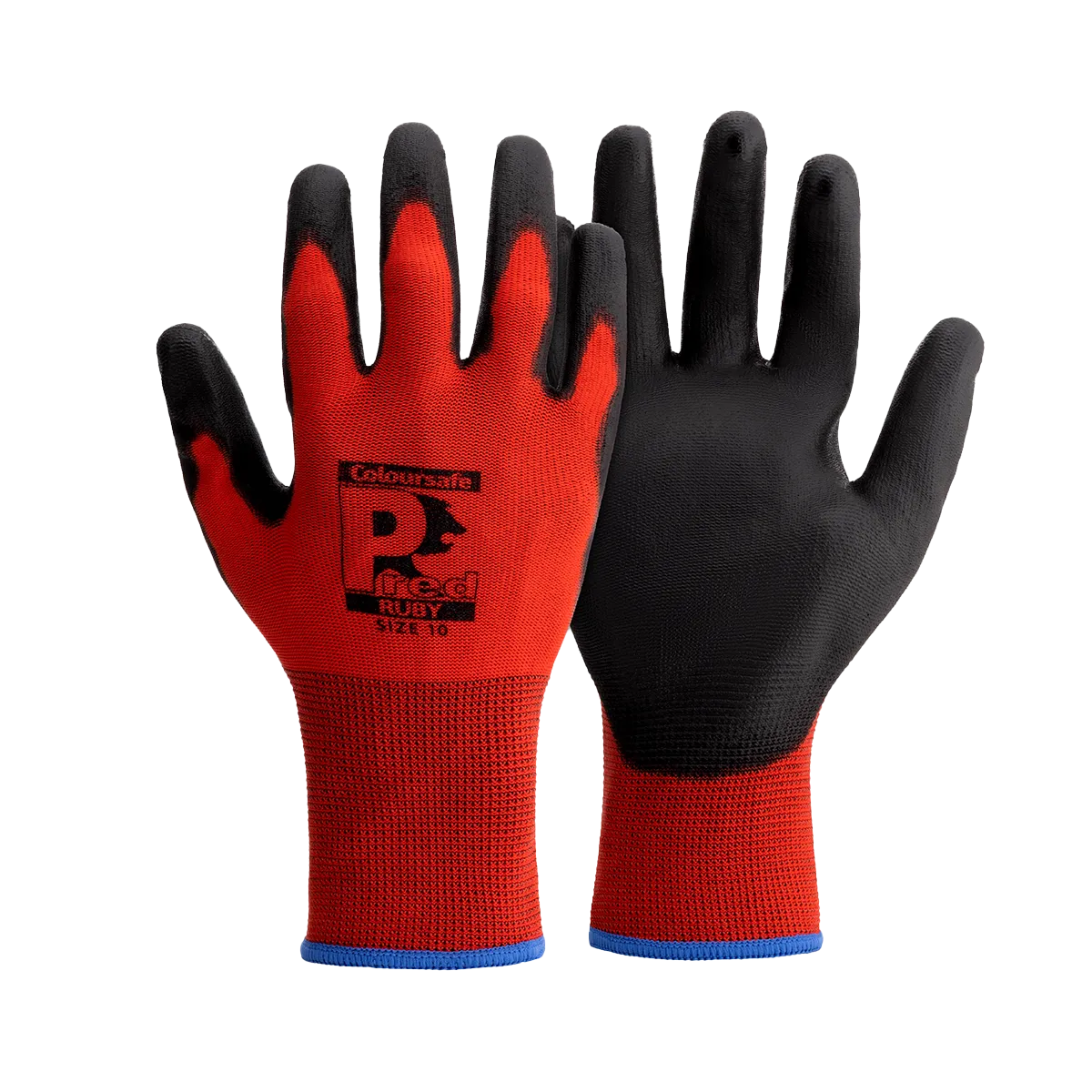 Predator Ruby Gloves Red Polyester PU Coated Breathable Liner Sizes 7-11