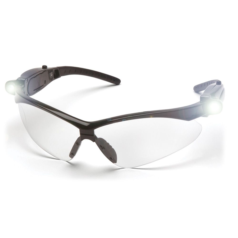 Pyramex PMXTREME LED Safety Glasses with Swiveling Lights and Rubber Tips