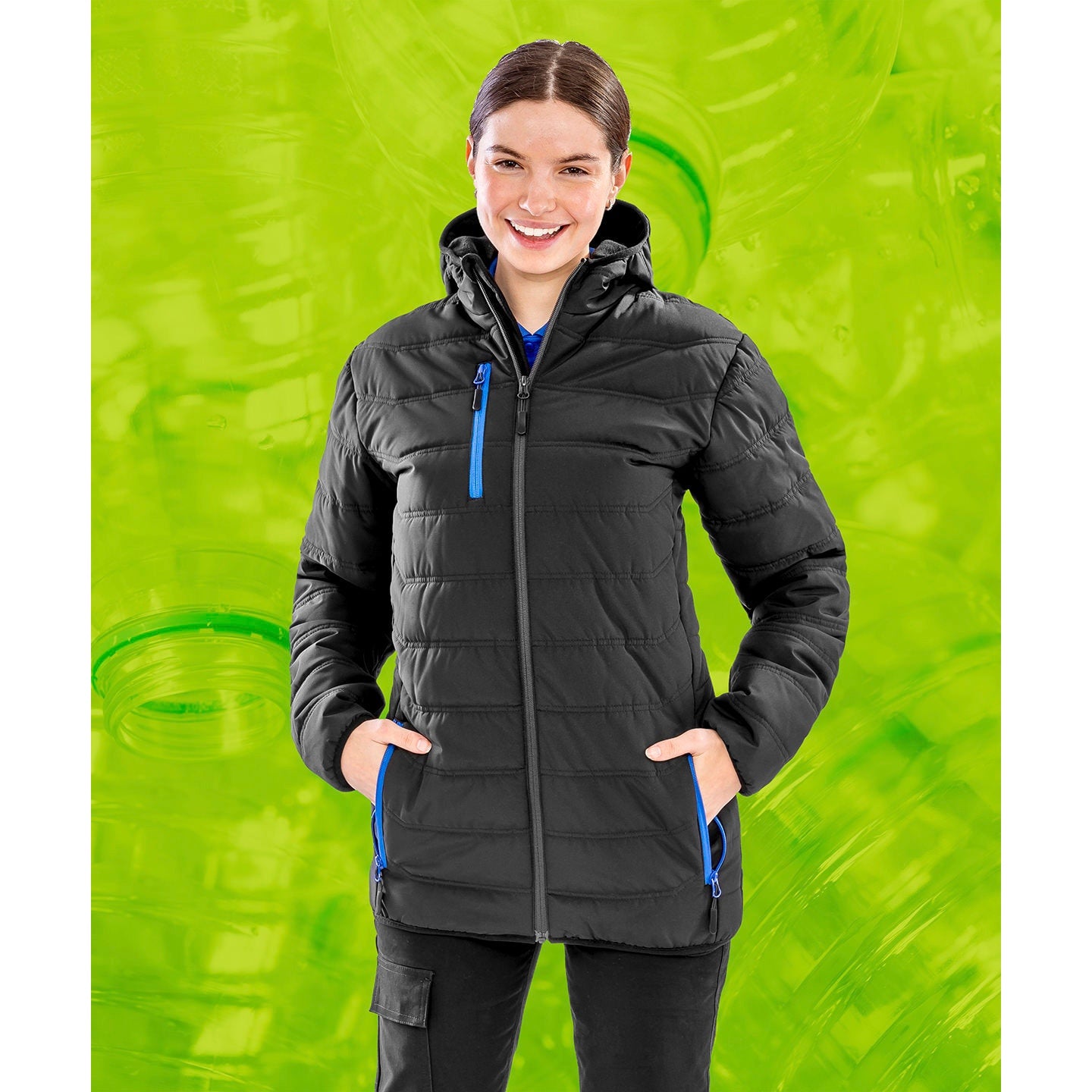 Result Recycled Padded Winter Jacket Fleece Lined Hood Showerproof Sizes XS-3XL