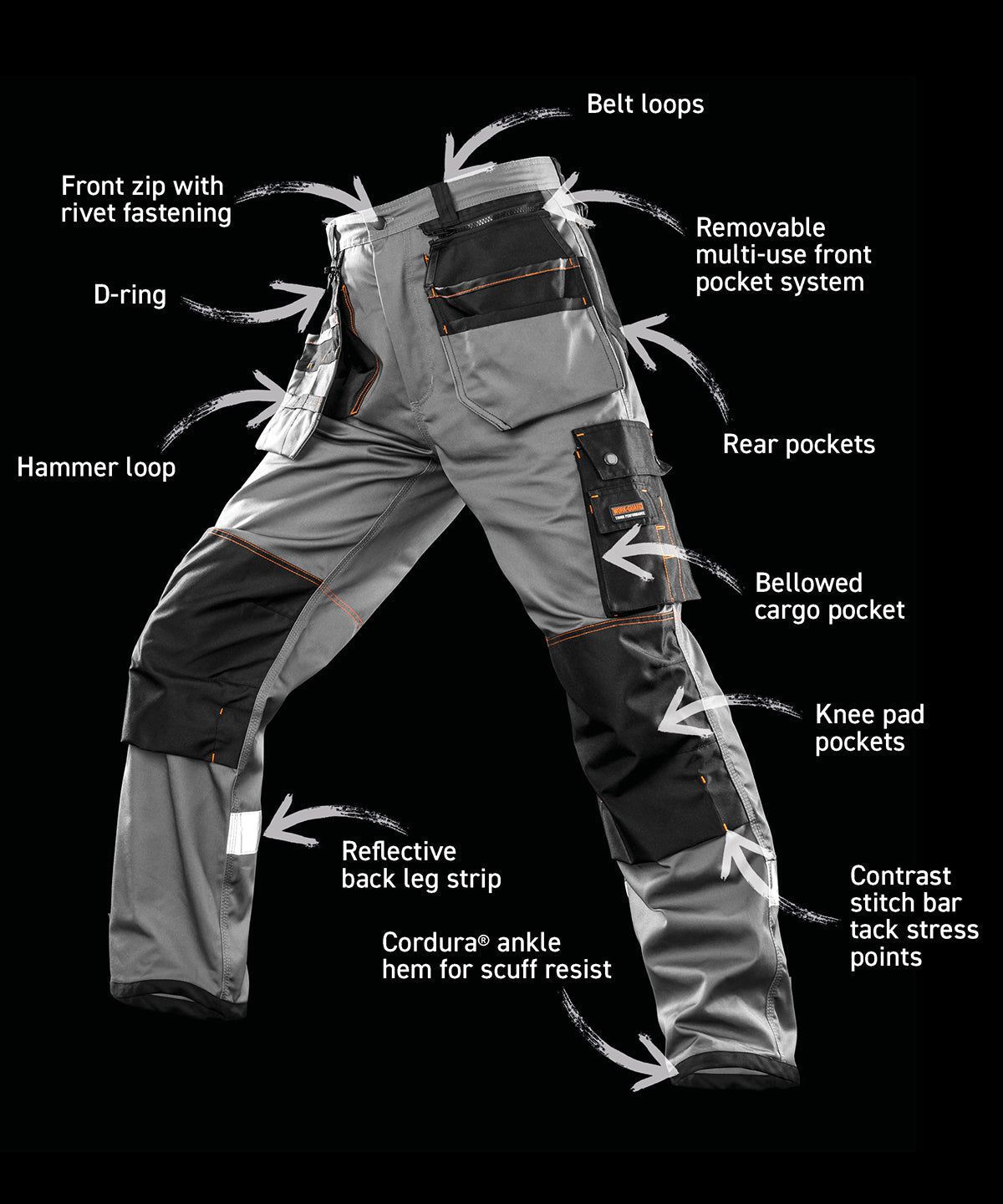 Result Workguard X-Over Holster Trousers with Cordura Knee Panels and Pockets