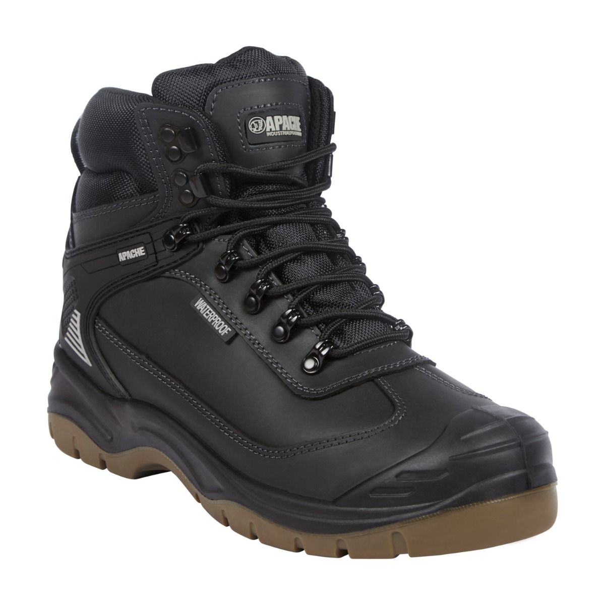 Apache RANGER Black Waterproof Safety Hiker Steel Toe Full Grain Leather Boot