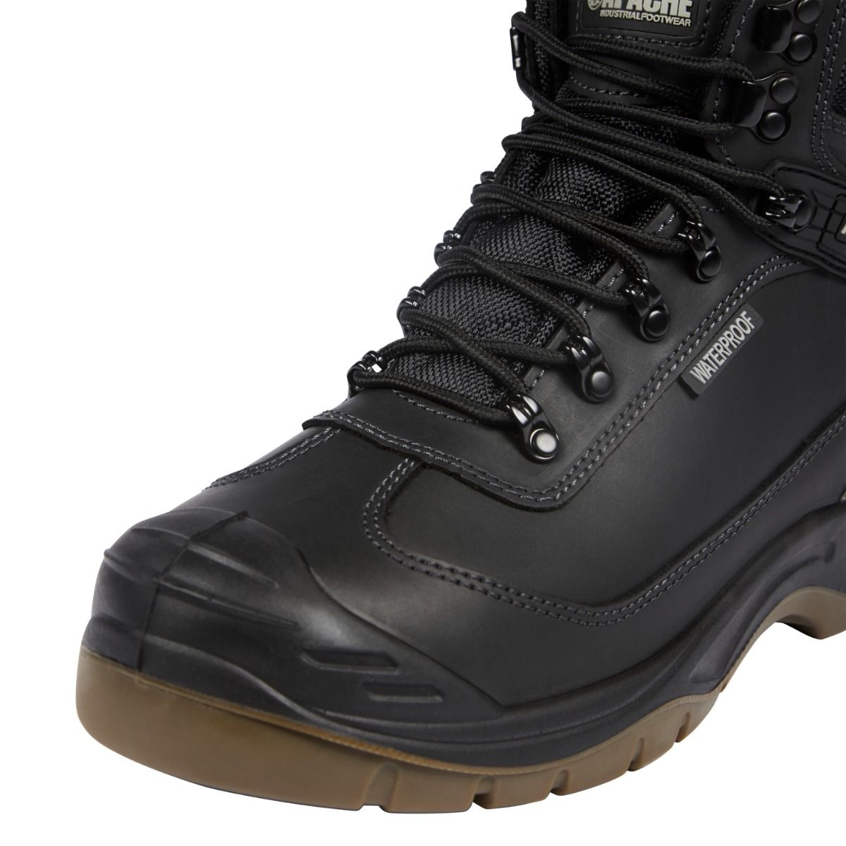 Apache RANGER Black Waterproof Safety Hiker Steel Toe Full Grain Leather Boot