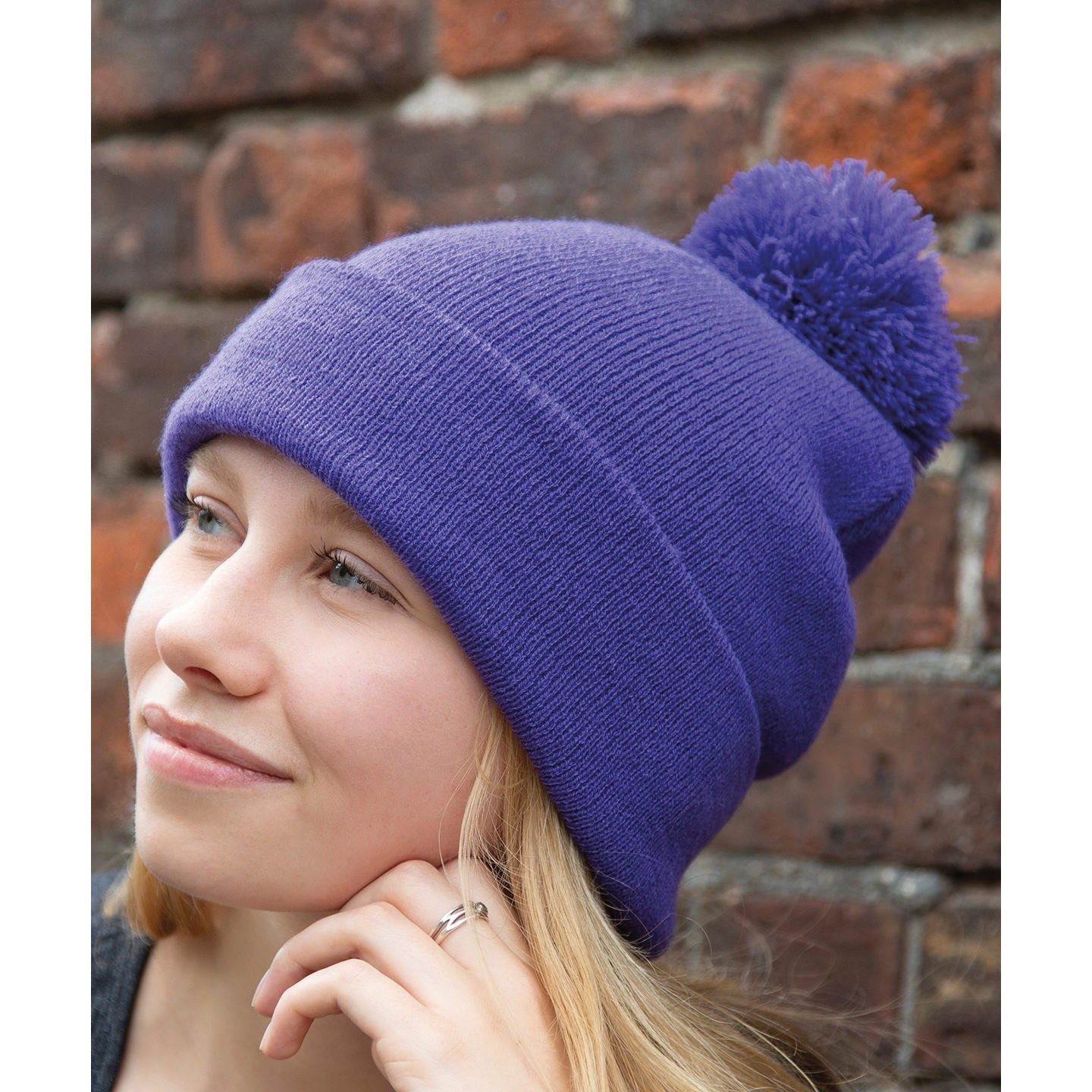 Result Winter Essentials Pom Pom Beanie Heavyweight Double Thickness Grey