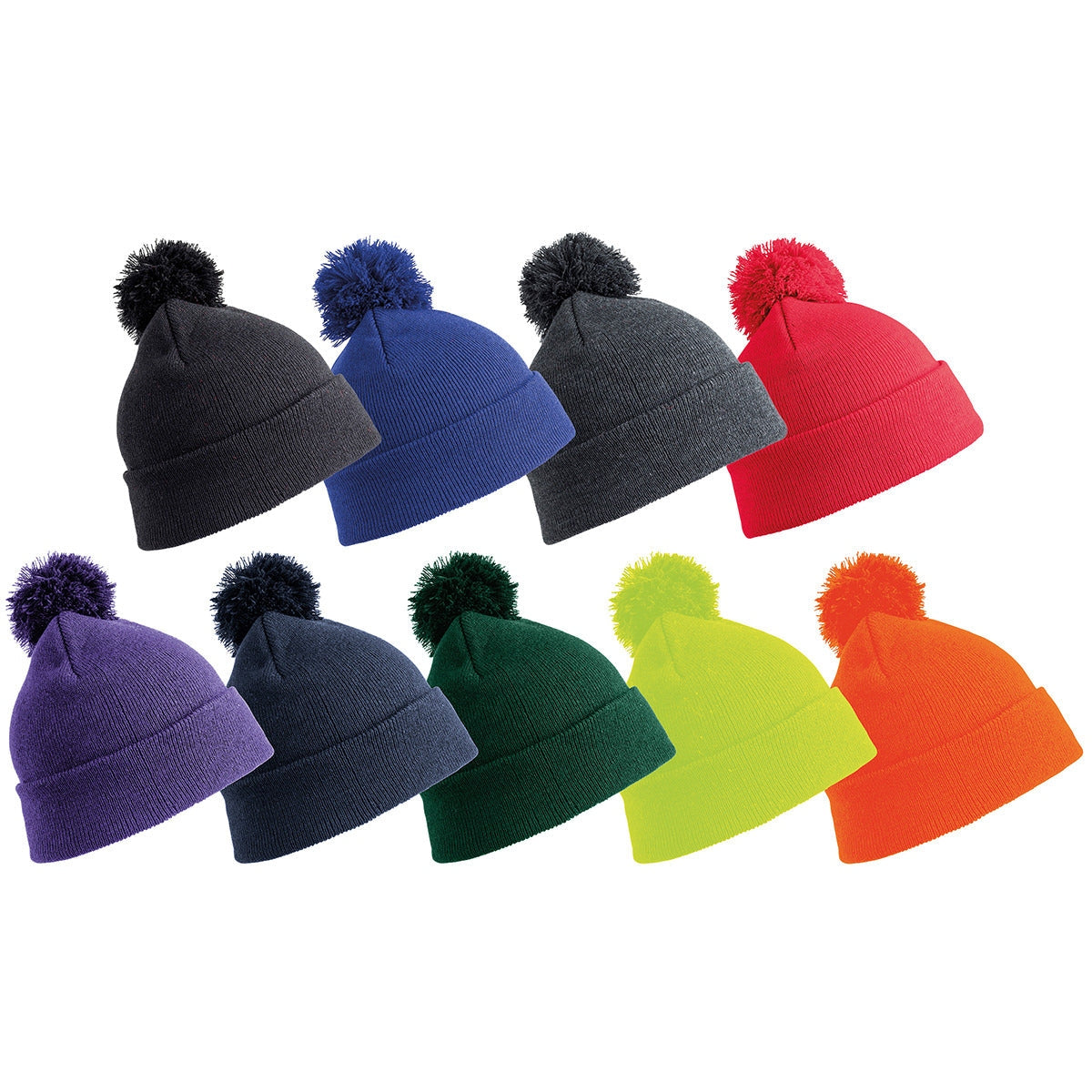 Result Winter Essentials Pom Pom Beanie Heavyweight Double Thickness Grey