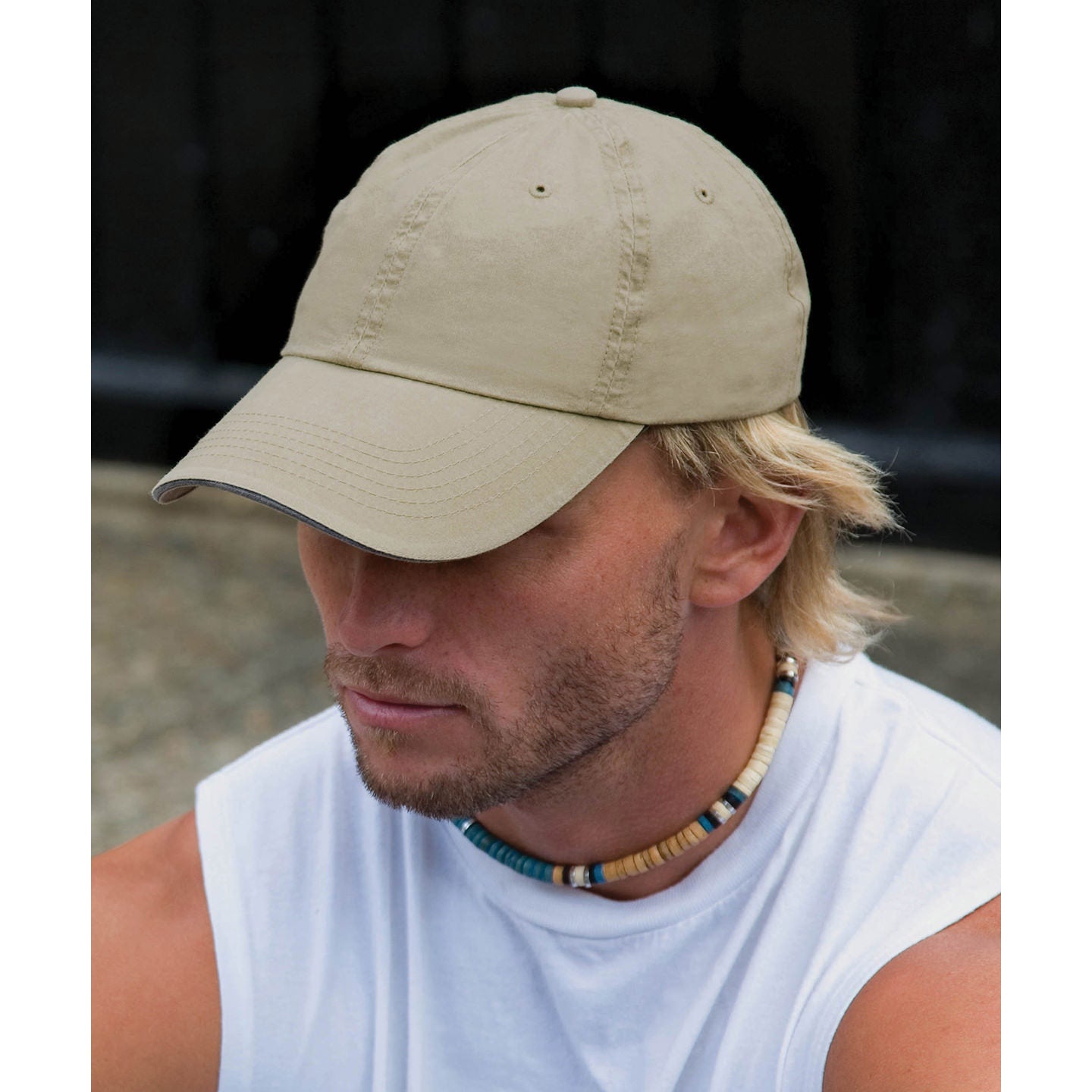 Result Headwear Washed Cotton Cap with Sandwich Peak and Adjustable Buckle