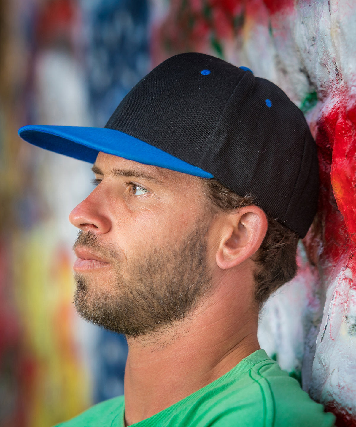 Result Headwear Bronx Flat Peak Snapback Cap Dual Colour Retro Style