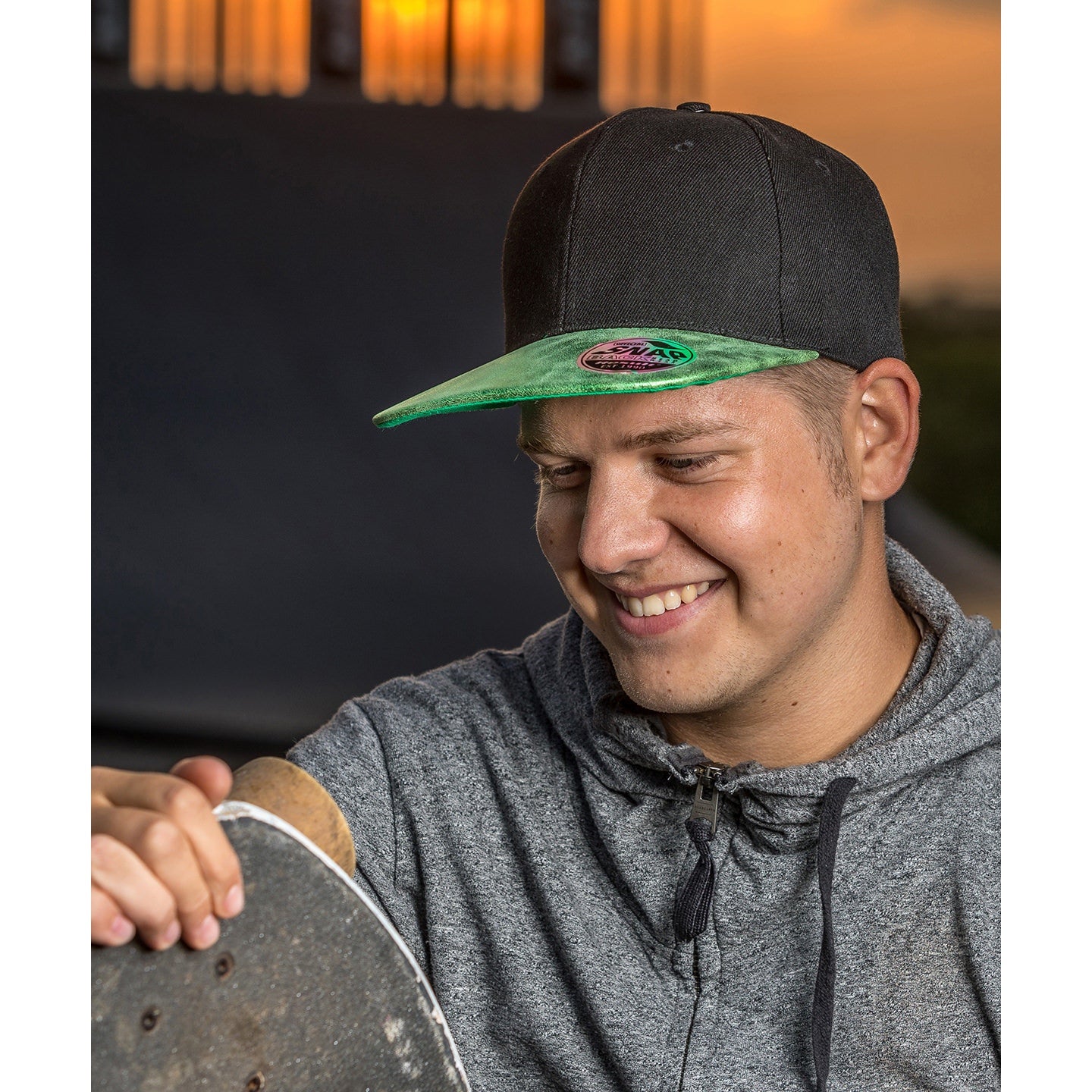 Result Headwear Bronx Glitter Flat Peak Snapback Cap Adjustable 6 Panel