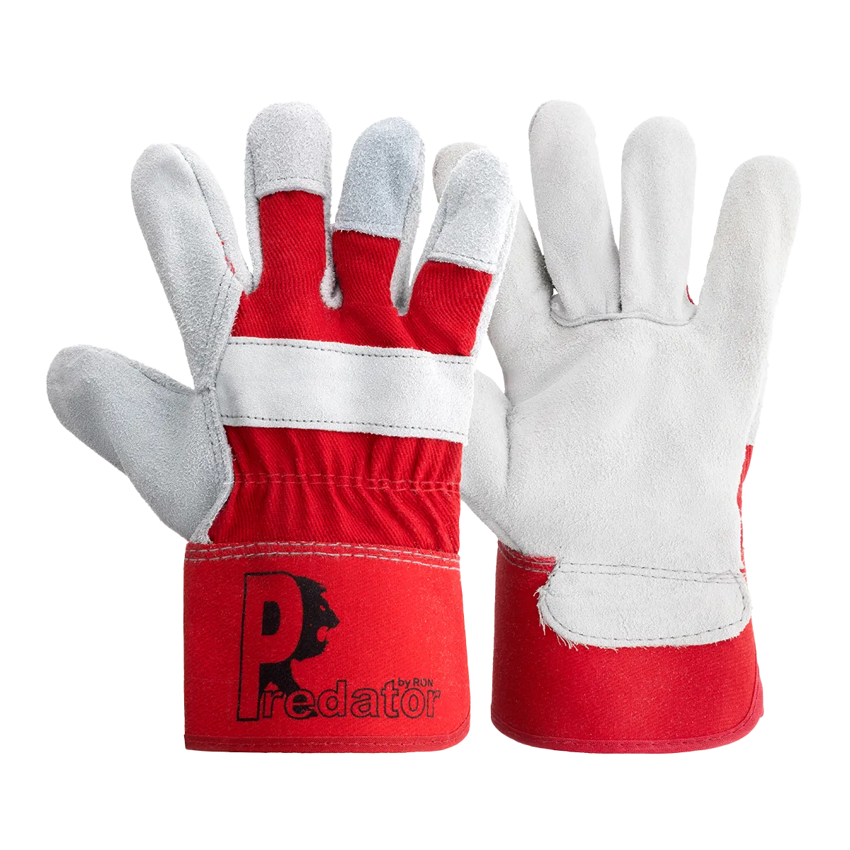 Predator Power Rigger Gloves Heavy Duty Leather Knuckle Patch Rubber Cuff