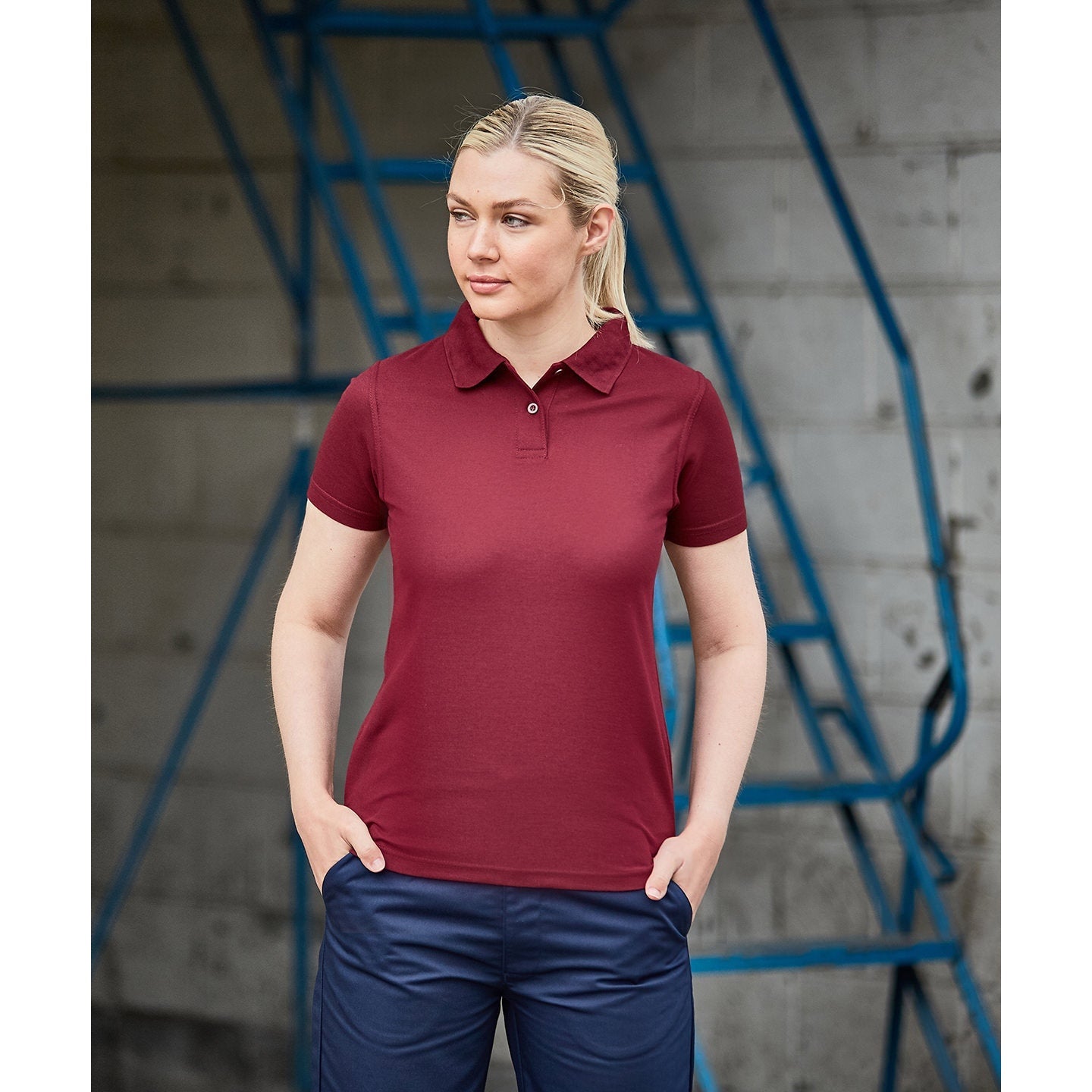 Prortx Women's Pro Polyester Polo Modern Fit Twin-Button Pique Knit Top