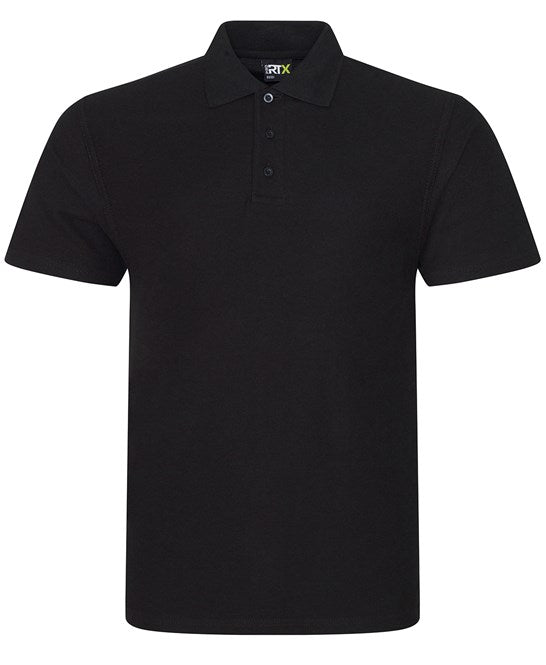 Prortx Pro Polo Shirt Black Durable Workwear Uniform Ribbed Collar Various Sizes