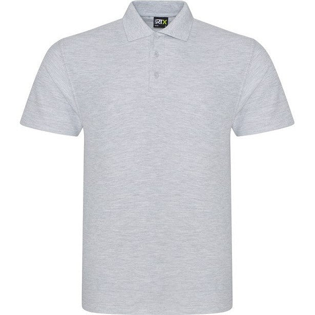 Prortx Pro Polo Heather Grey Durable Workwear Uniform Ribbed Collar