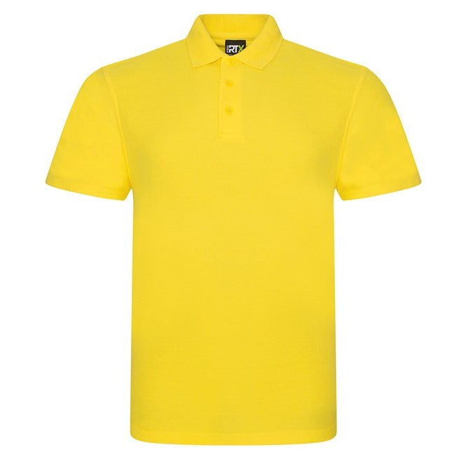 Prortx Pro Polo Shirt Yellow Durable Workwear Uniform Ribbed Collar