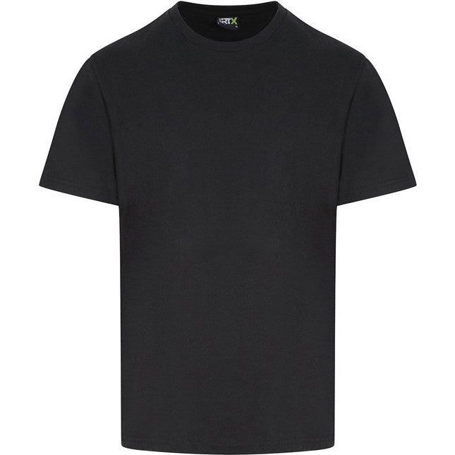 Prortx Pro T-Shirt Black Polycotton Workwear Ribbed Collar Durable Short Sleeve