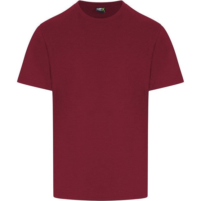 Prortx Pro T-Shirt Burgundy Polycotton Workwear Short Sleeve Ribbed Collar