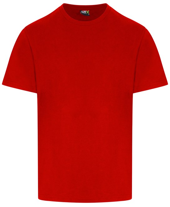 Prortx Pro T-Shirt Red Polycotton Workwear Short Sleeve Ribbed Collar XS-5XL
