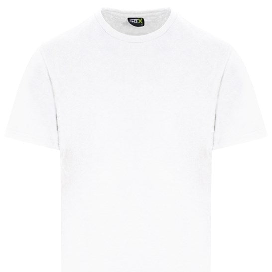 Prortx Pro T-Shirt White Polycotton Workwear Short Sleeve Ribbed Collar