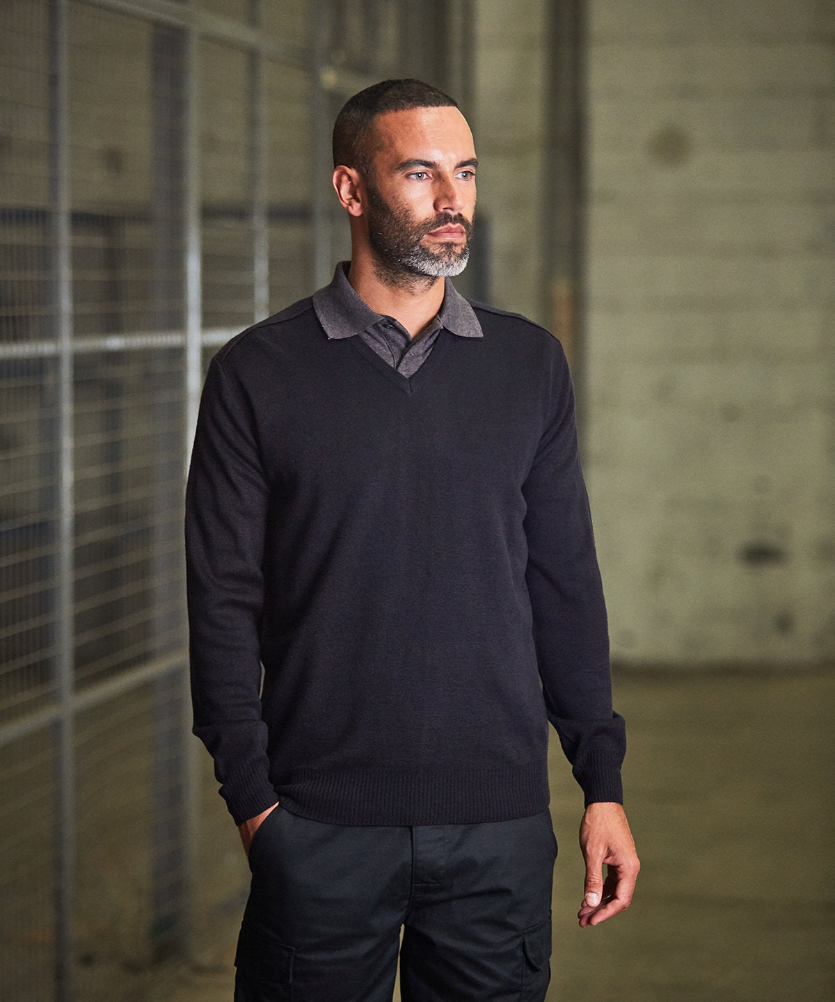 Prortx Pro Sweater V-Neck Unisex Workwear Knitted Saddle Shoulders Durable