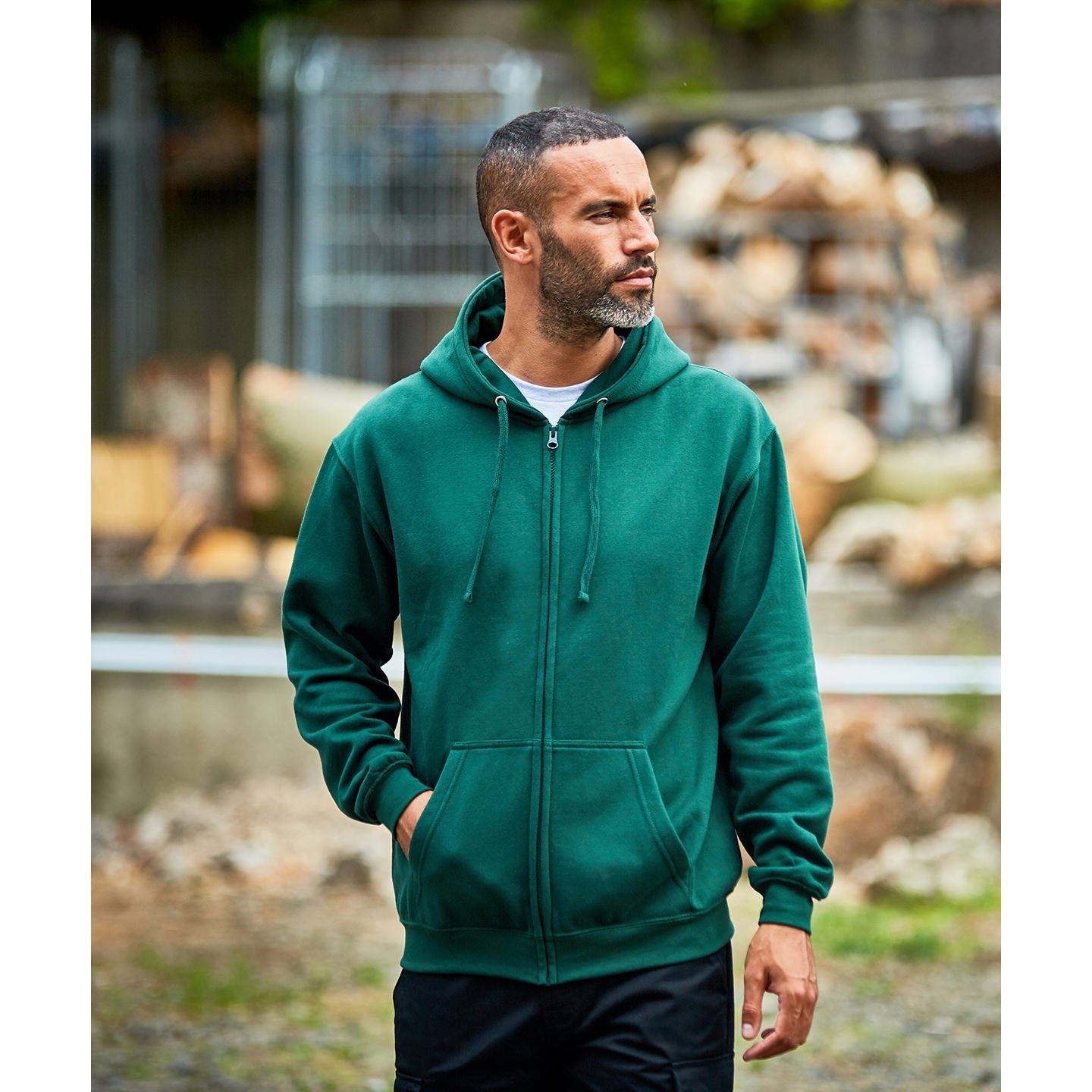Prortx Pro Zip Hoodie Durable Polycotton Fleece Fully Lined Hood Workwear S-4XL