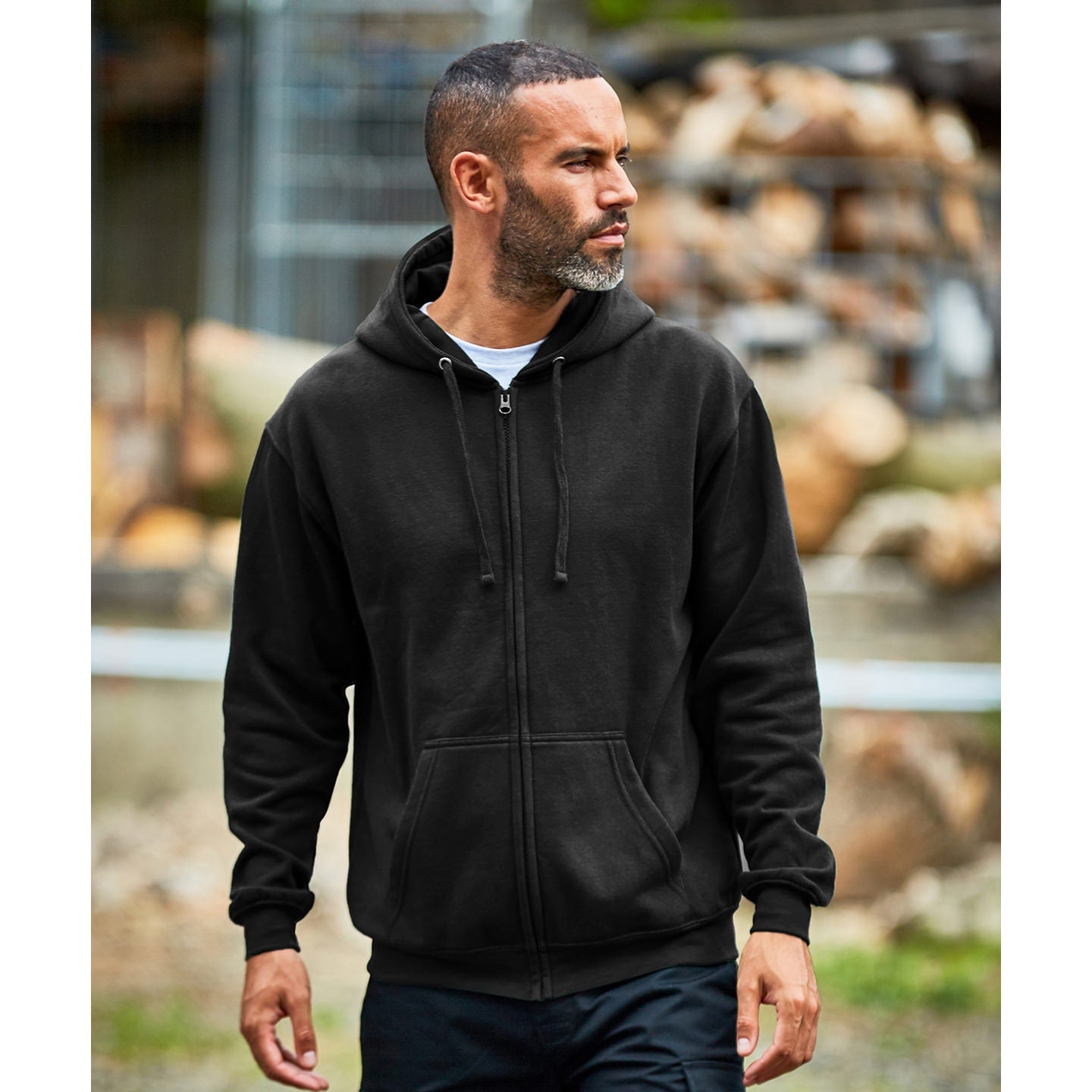 Prortx Pro Zip Hoodie Durable Polycotton Fleece Fully Lined Hood Workwear S-4XL