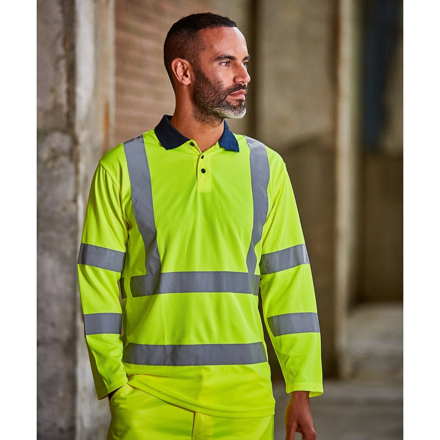 Prortx High Visibility Long Sleeve Polo Shirt Class 3 EN ISO 20471 Safety Wear