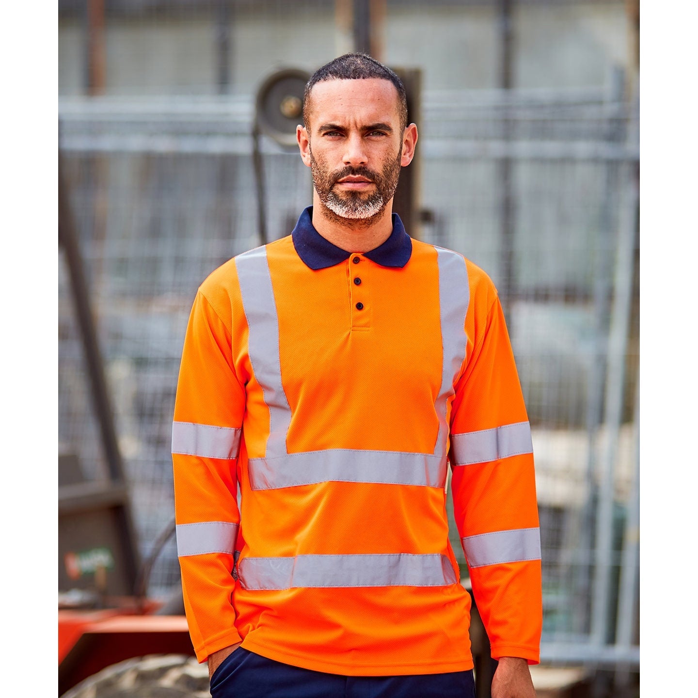 Prortx High Visibility Long Sleeve Polo Shirt Class 3 EN ISO 20471 Safety Wear