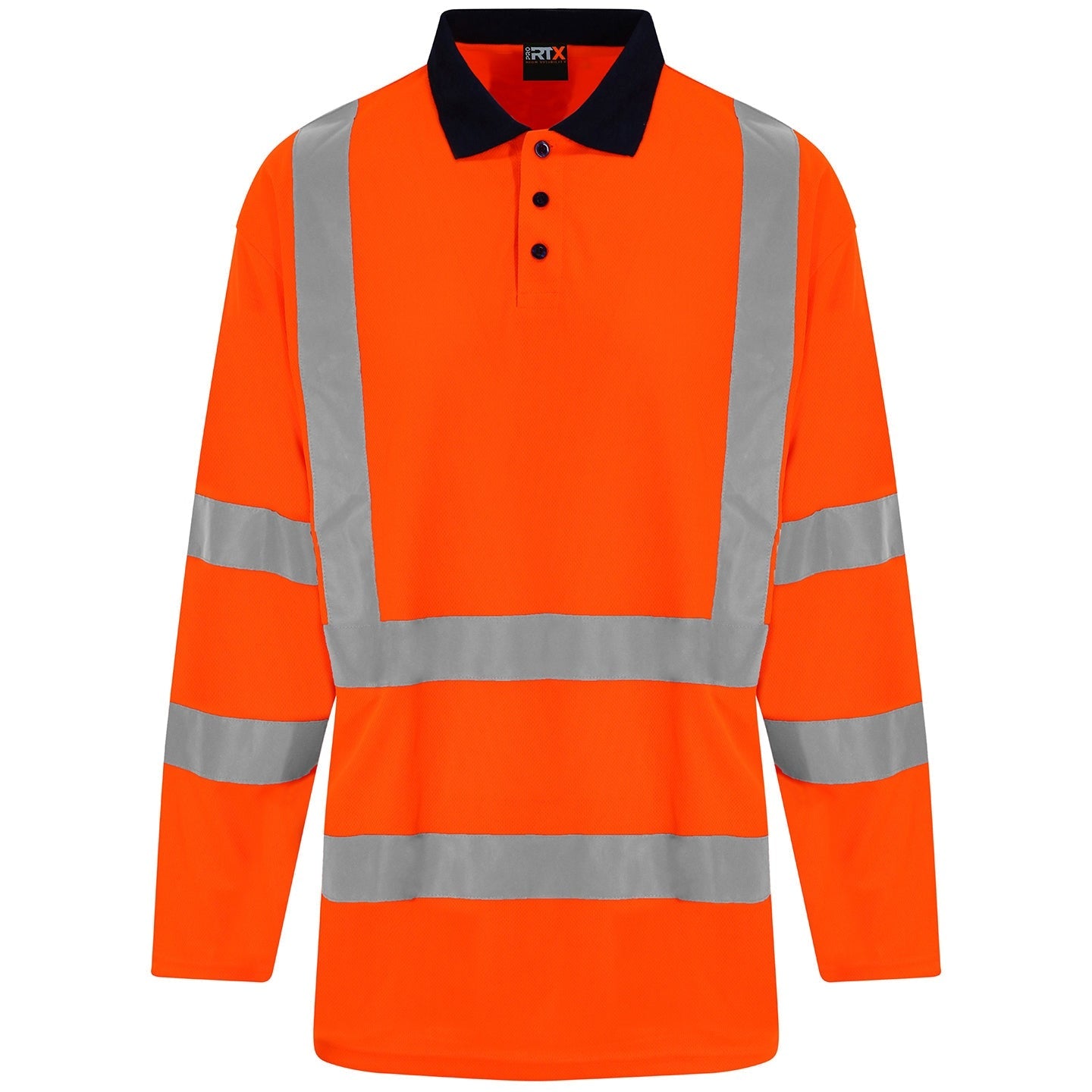 Prortx High Visibility Long Sleeve Polo Shirt Class 3 EN ISO 20471 Safety Wear