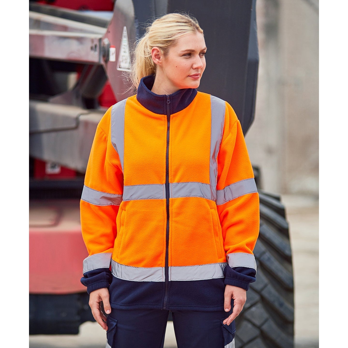 Prortx High Visibility Full-Zip Fleece Jacket Class 3 Reflective Workwear