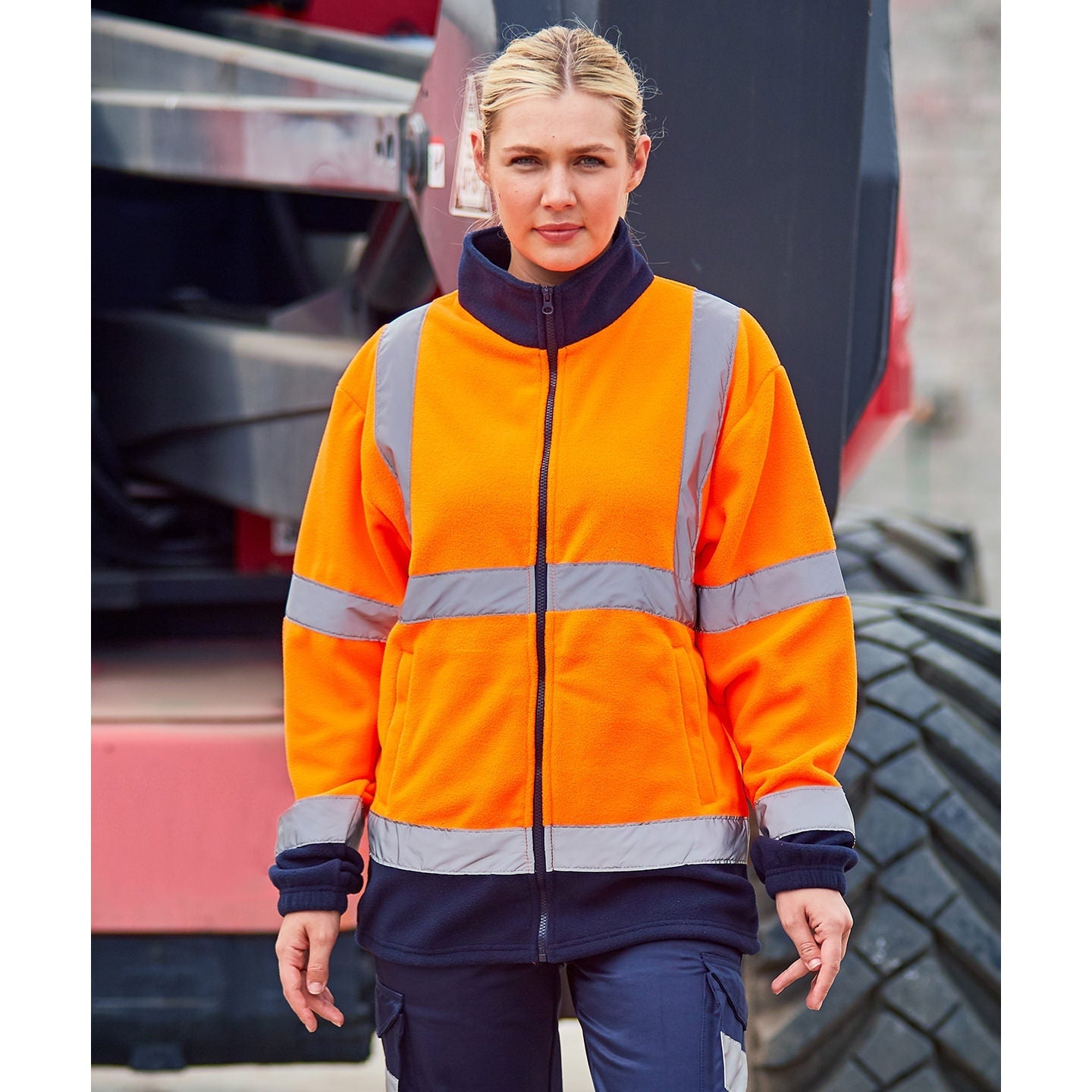 Prortx High Visibility Full-Zip Fleece Jacket Class 3 Reflective Workwear