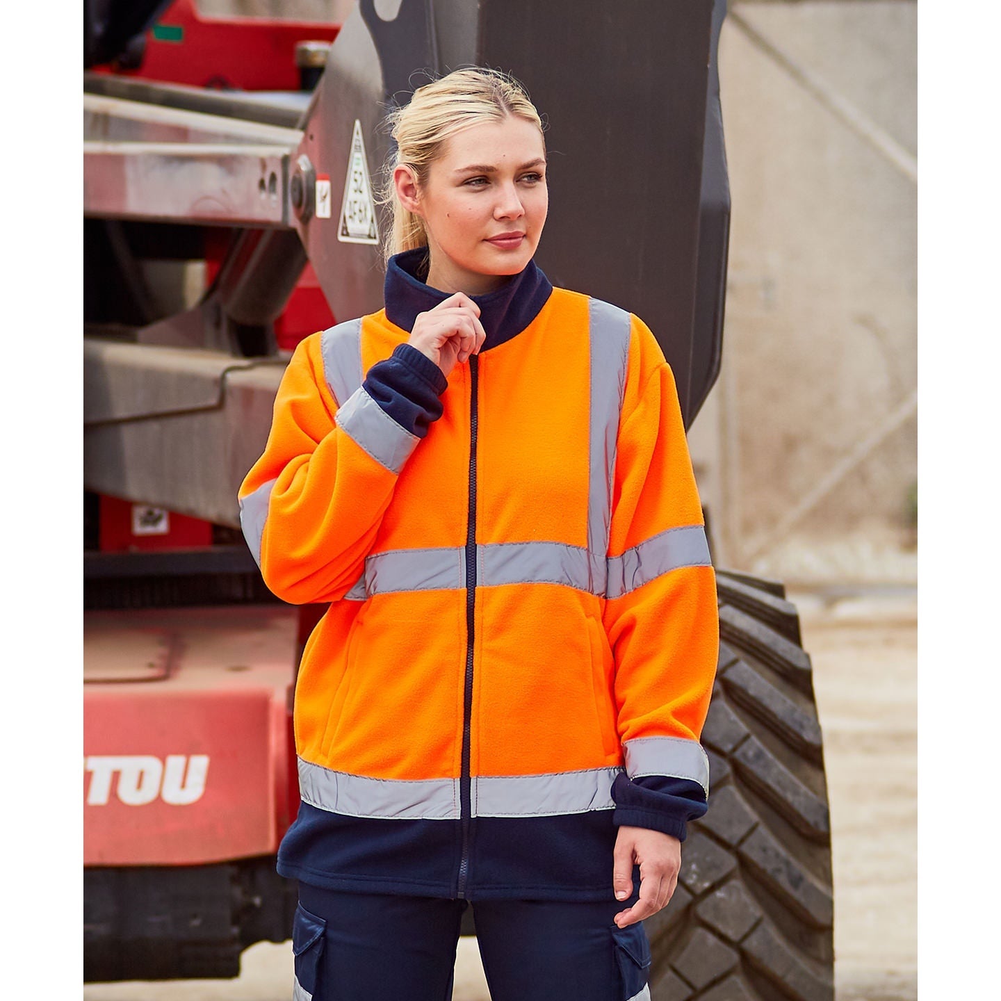Prortx High Visibility Full-Zip Fleece Jacket Class 3 Reflective Workwear