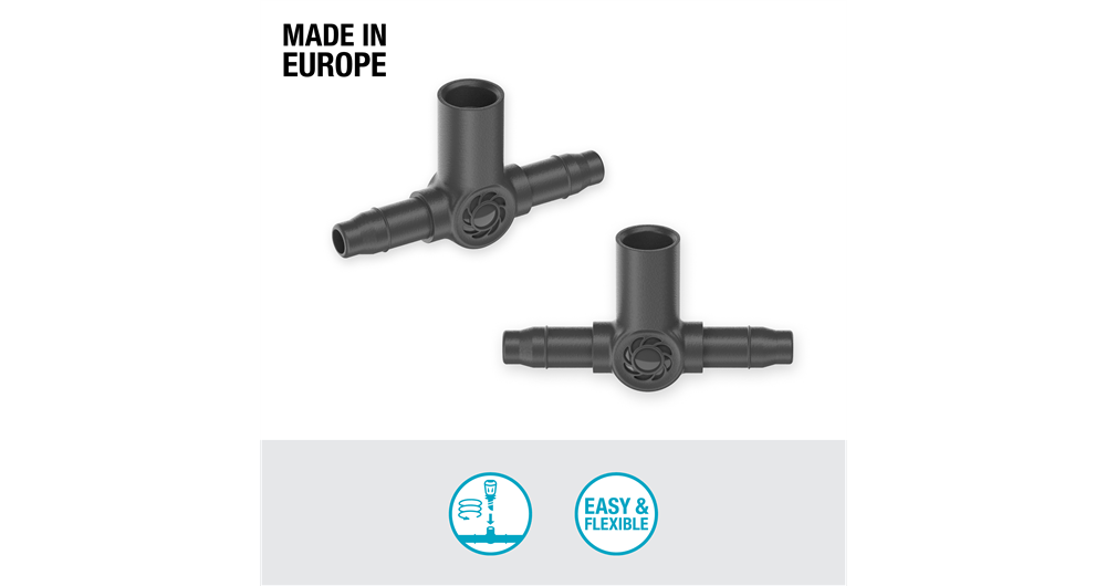 Gardena T-Joint 3/16" for Spray Nozzles and Drip Heads - 5 Pack