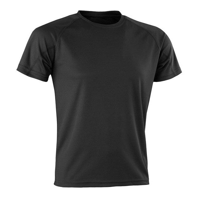 Spiro Performance Aircool Tee Black Quick-Dry Breathable Mesh Fabric XXS-5XL