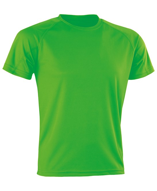 Spiro Performance Aircool Tee Flo Green Quick-Dry Breathable Mesh Fabric
