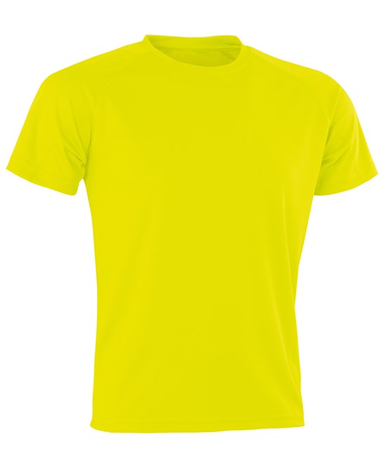 Spiro Performance Aircool Tee Flo Yellow Quick-Dry Breathable Mesh Fabric