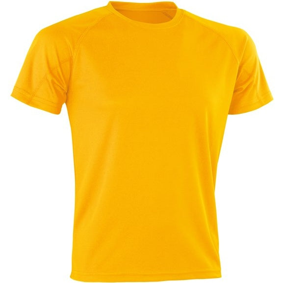 Spiro Performance Aircool Tee Gold Quick-Dry Breathable Mesh Fabric XXS-5XL