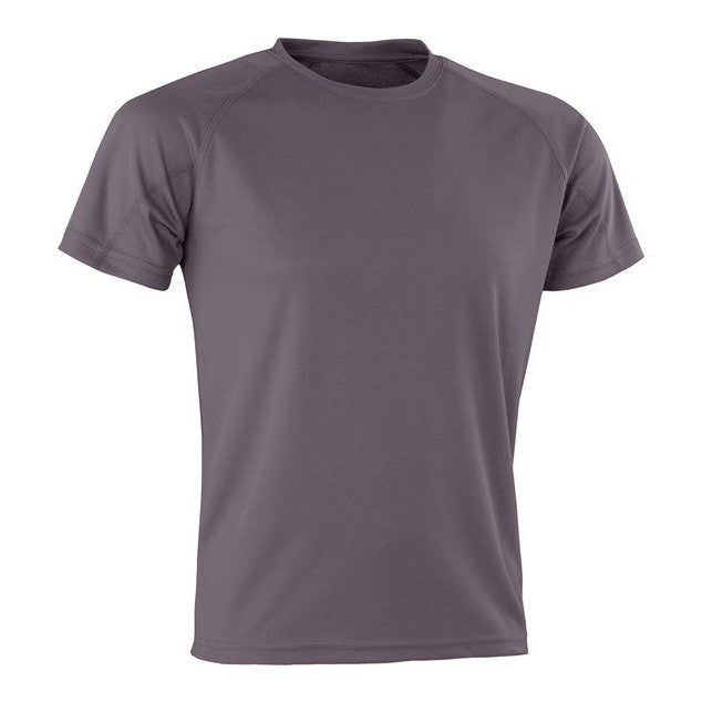 Spiro Performance Aircool Tee Grey Quick-Dry Breathable Soft Mesh Fabric