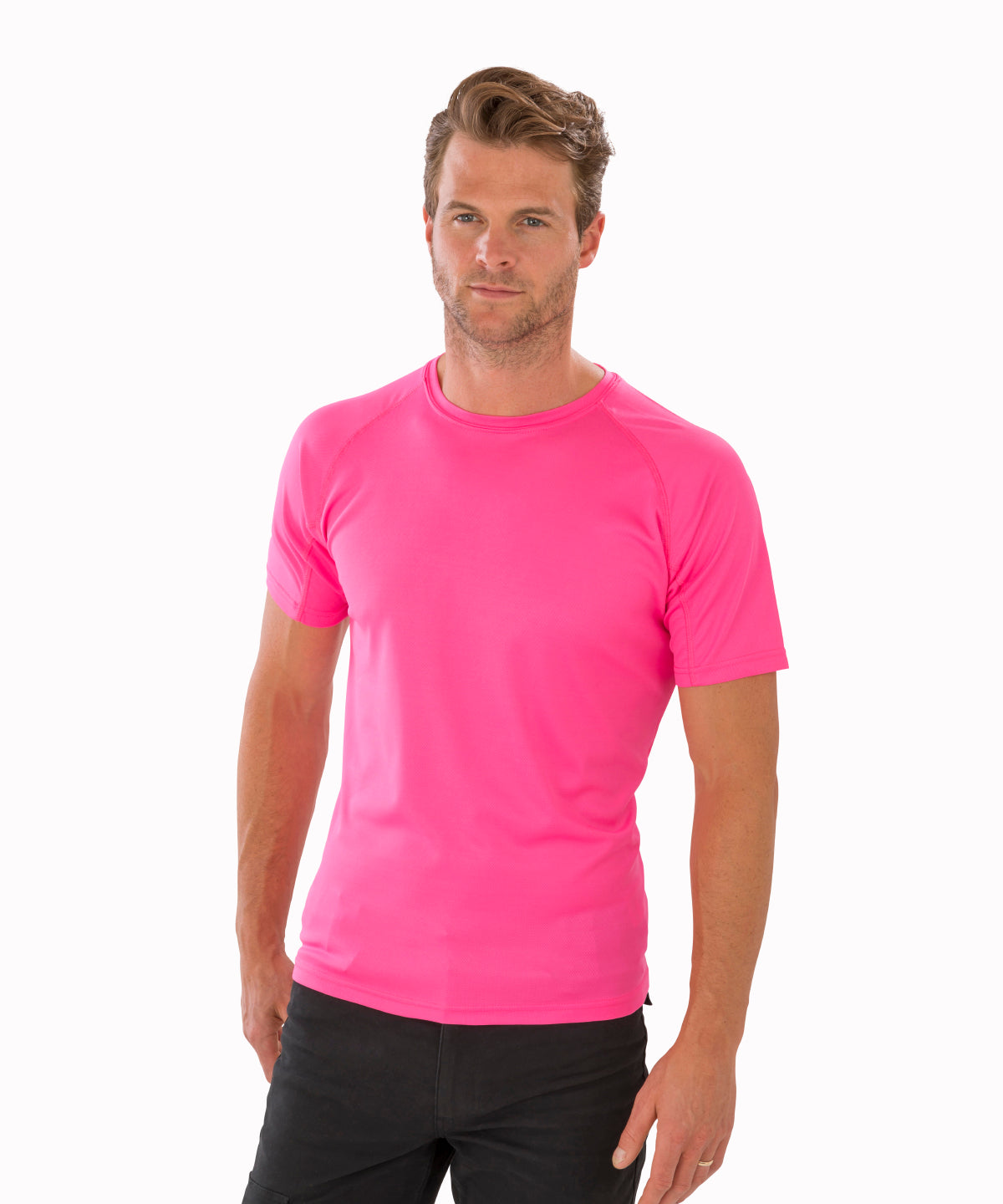 Spiro Performance Aircool Tee Flo Pink Quick-Dry Breathable Mesh Fabric