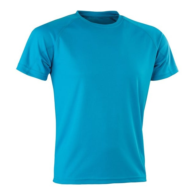 Spiro Performance Aircool Tee Ocean Blue Quick-Dry Breathable Mesh Fabric